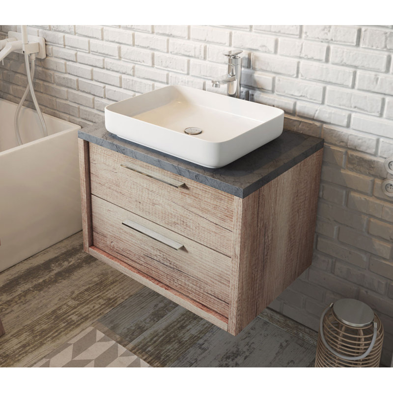 Belfry Bathroom 70 cm breiter wandmontierter Einzelwaschtisch Tatyana